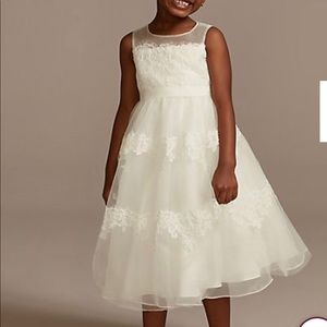 David’s bridal banded lace illusion flower girl dress